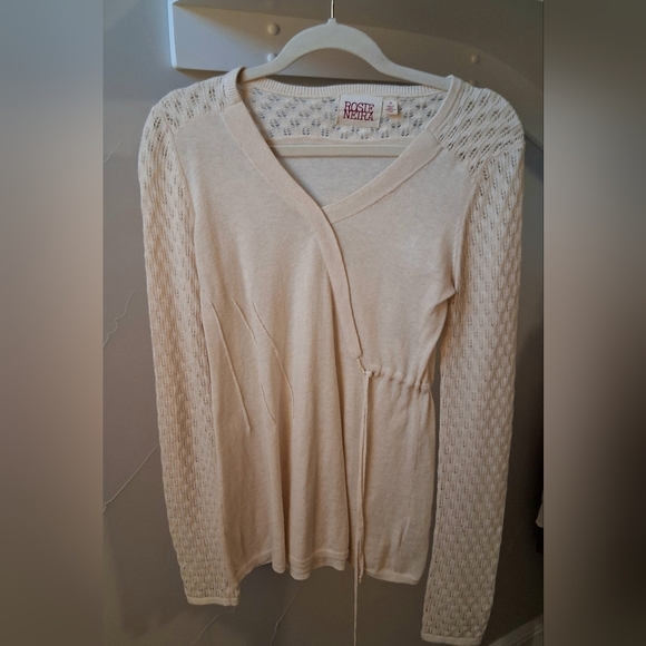 Rosie Neiro Sweaters - Anthroplogie Rosie Neiro Cream Women's Pullover Faux Wrap Adjustable Waist Sz XS